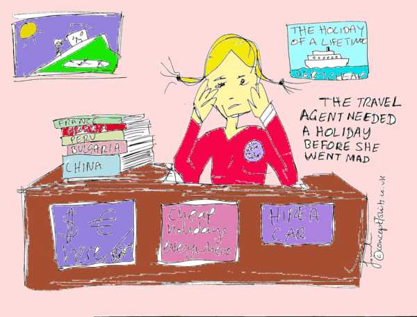 travel agent drawing